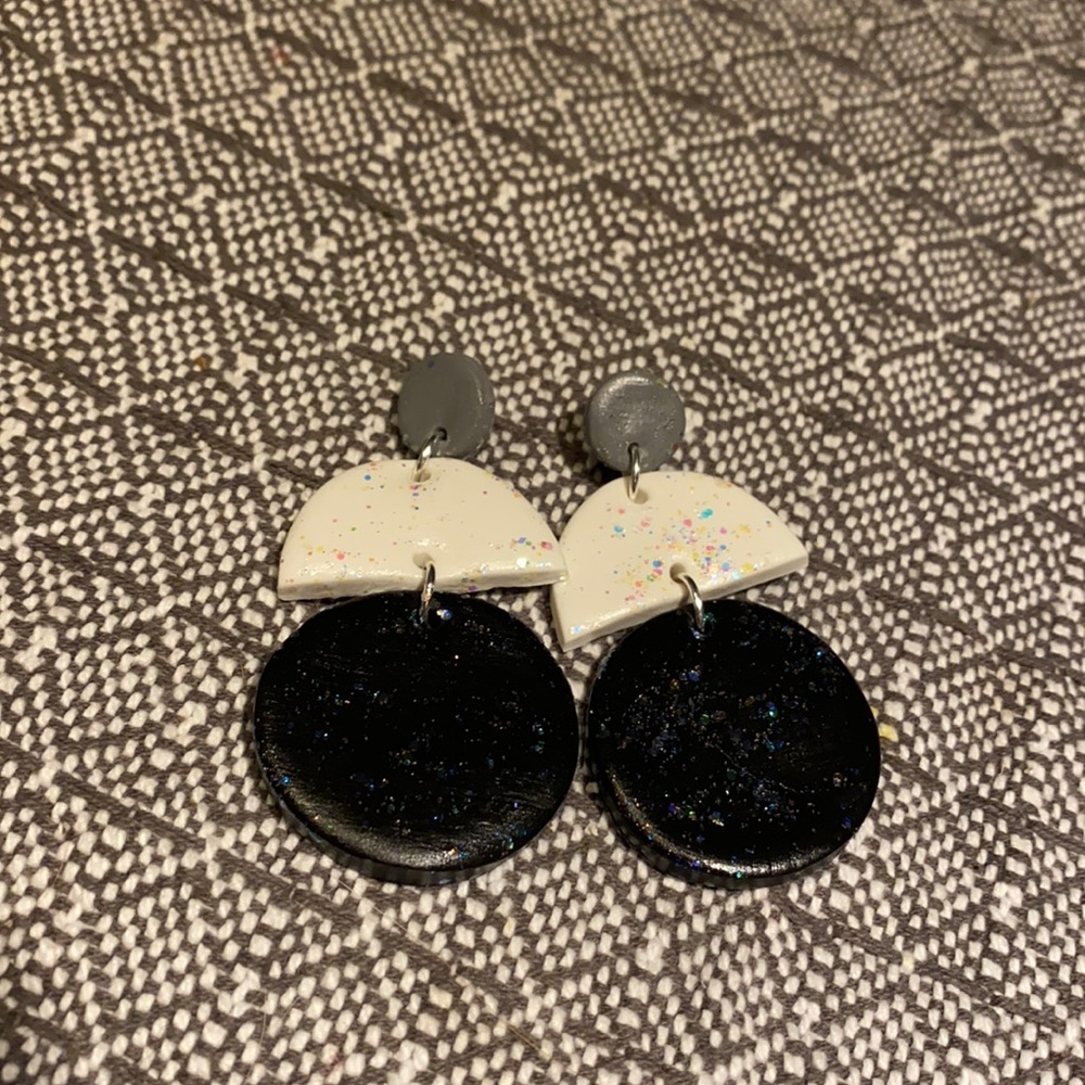 Monochromatic Polymer Clay Holographic Earrings